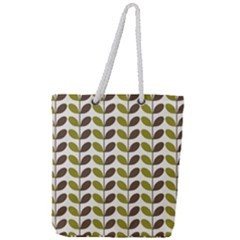 Leaf Plant Pattern Seamless Full Print Rope Handle Tote (Large)