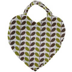 Leaf Plant Pattern Seamless Giant Heart Shaped Tote