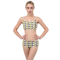 Leaf Plant Pattern Seamless Layered Top Bikini Set