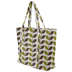 Leaf Plant Pattern Seamless Zip Up Canvas Bag