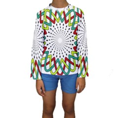 Round Star Colors Illusion Mandala Kids  Long Sleeve Swimwear