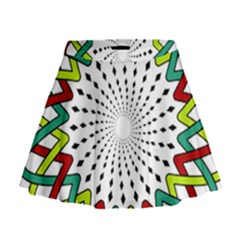 Round Star Colors Illusion Mandala Mini Flare Skirt by Mariart