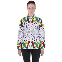 Round Star Colors Illusion Mandala Women s High Neck Windbreaker