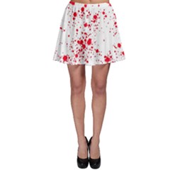 Red And White Splatter Abstract Print Skater Skirt by dflcprintsclothing