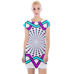 Star Illusion Form Shape Mandala Cap Sleeve Bodycon Dress