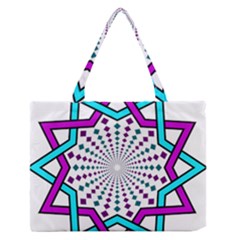 Star Illusion Form Shape Mandala Zipper Medium Tote Bag