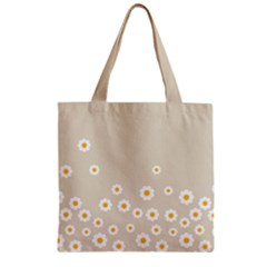 White Daisies Flower Pattern On Vintage Pastel Beige Background Retro Style Zipper Grocery Tote Bag by genx