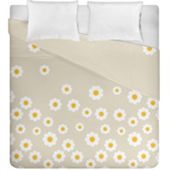 White Daisies Flower Pattern On Vintage Pastel Beige Background Retro Style Duvet Cover Double Side (king Size) by genx