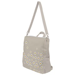 White Daisies Flower Pattern On Vintage Pastel Beige Background Retro Style Crossbody Backpack by genx