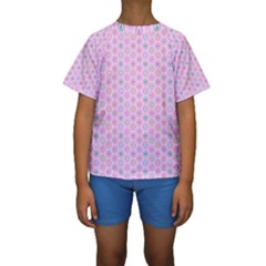 A Hexagonal Pattern Unidirectional Kids  Short Sleeve Swimwear by Pakrebo