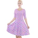 A Hexagonal Pattern Unidirectional Quarter Sleeve A-Line Dress View1