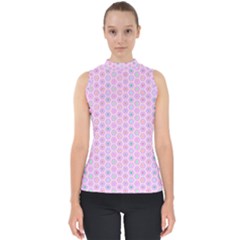 A Hexagonal Pattern Unidirectional Mock Neck Shell Top by Pakrebo