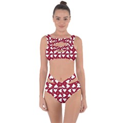 Graphic Heart Pattern Red White Bandaged Up Bikini Set  by Pakrebo