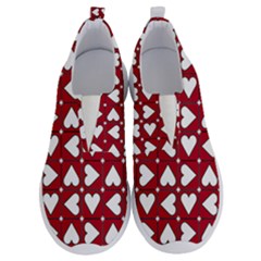 Graphic Heart Pattern Red White No Lace Lightweight Shoes by Pakrebo