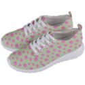 Roses flowers pink and pastel lime green pattern with retro dots Men s Lightweight Sports Shoes View2