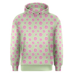Roses Flowers Pink And Pastel Lime Green Pattern With Retro Dots Men s Overhead Hoodie by genx