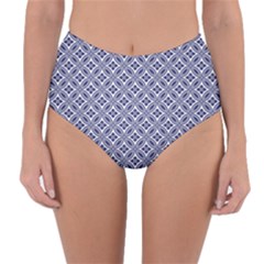 Wreath Differences Indigo Deep Blue Reversible High-waist Bikini Bottoms by Pakrebo