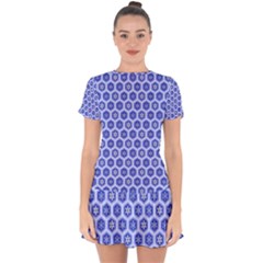 A Hexagonal Pattern Unidirectional Drop Hem Mini Chiffon Dress by Pakrebo