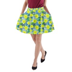 Narcissus Yellow Flowers Winter A-line Pocket Skirt