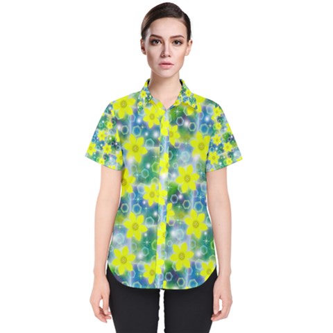 Narcissus Yellow Flowers Winter Women s Short Sleeve Shirt by Pakrebo