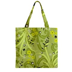 Seamless Pattern Green Garden Zipper Grocery Tote Bag