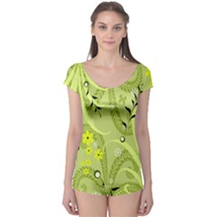 Seamless Pattern Green Garden Boyleg Leotard 