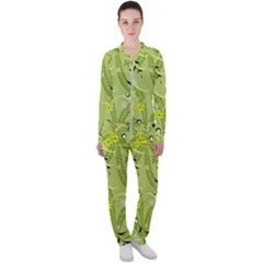 Seamless Pattern Green Garden Casual Jacket and Pants Set