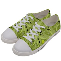 Seamless Pattern Green Garden Women s Low Top Canvas Sneakers