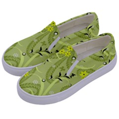 Seamless Pattern Green Garden Kids  Canvas Slip Ons by Pakrebo