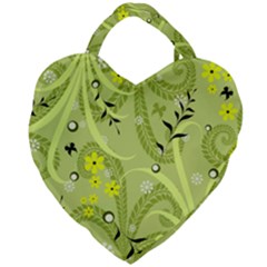 Seamless Pattern Green Garden Giant Heart Shaped Tote