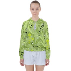 Seamless Pattern Green Garden Women s Tie Up Sweat