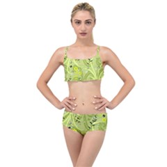 Seamless Pattern Green Garden Layered Top Bikini Set