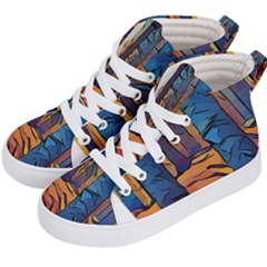 Woods Trees Abstract Scene Forest Kids  Hi-top Skate Sneakers by Pakrebo