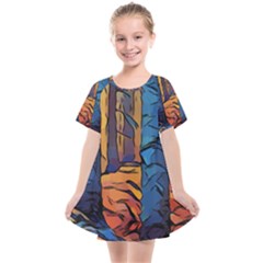 Woods Trees Abstract Scene Forest Kids  Smock Dress