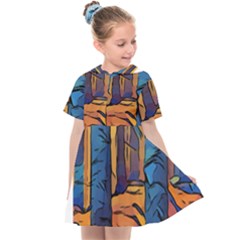 Woods Trees Abstract Scene Forest Kids  Sailor Dress by Pakrebo