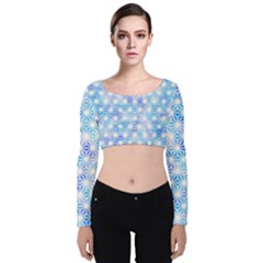 Traditional Patterns Hemp Pattern Velvet Long Sleeve Crop Top by Pakrebo