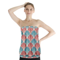 Seamless Patter Peacock Feathers Strapless Top by Pakrebo