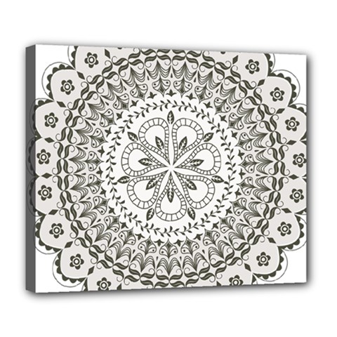 Vector Mandala Drawing Decoration Deluxe Canvas 24  X 20  (stretched)