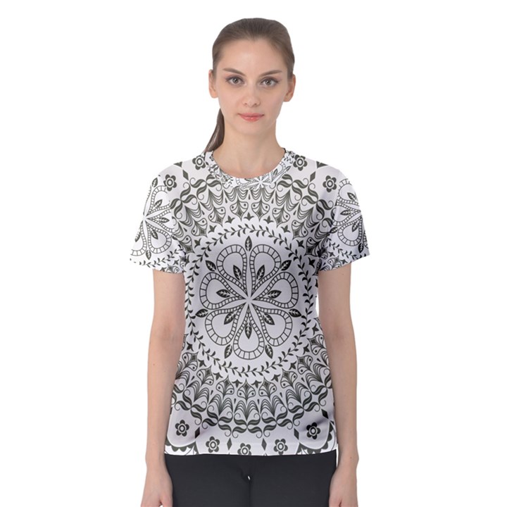 Vector Mandala Drawing Decoration Women s Sport Mesh Tee