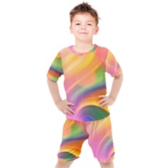 Wave Watercolor Watercolour Kids  Tee And Shorts Set by Pakrebo