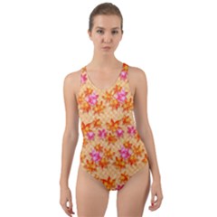 Maple Leaf Autumnal Leaves Autumn Cut-Out Back One Piece Swimsuit