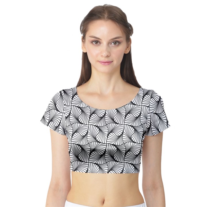 Abstract Seamless Pattern Short Sleeve Crop Top