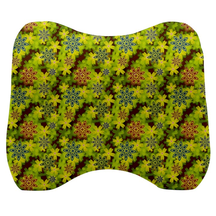 Flowers Yellow Red Blue Seamless Velour Head Support Cushion