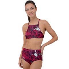 Roses Baby S Breath Bouquet Floral High Waist Tankini Set by Pakrebo