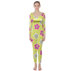 Traditional Patterns Plum Long Sleeve Catsuit