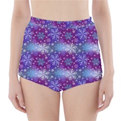 Snow White Blue Purple Tulip High-waisted Bikini Bottoms by Pakrebo