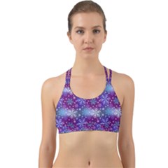 Snow White Blue Purple Tulip Back Web Sports Bra by Pakrebo