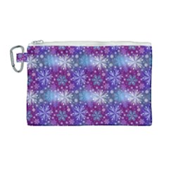 Snow White Blue Purple Tulip Canvas Cosmetic Bag (Large)