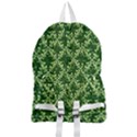 White Flowers Green Damask Foldable Lightweight Backpack View2