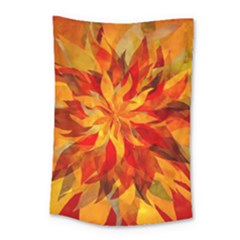 Flower Blossom Red Orange Abstract Small Tapestry by Pakrebo